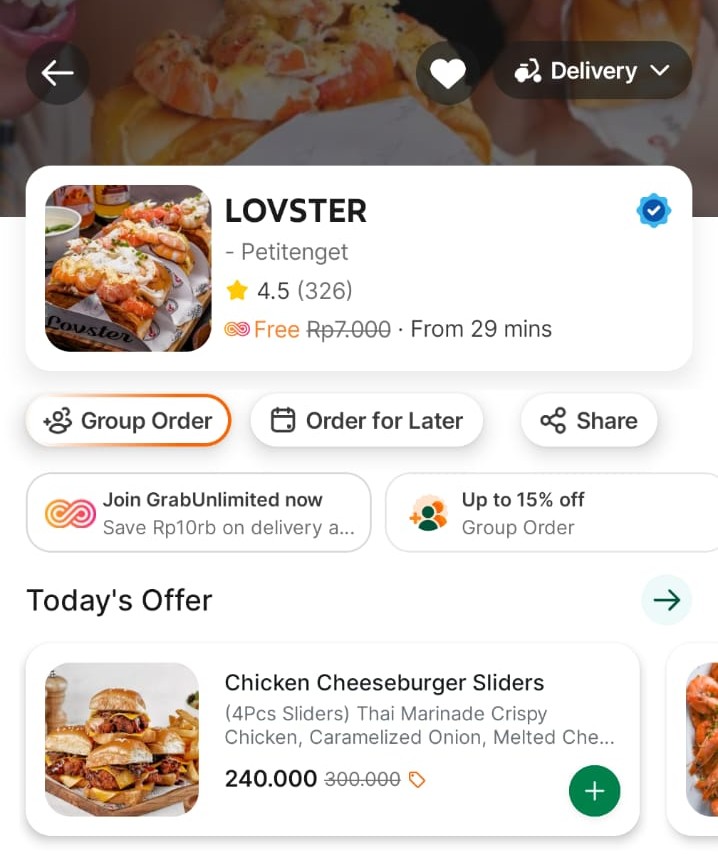 Tap to order from GrabFood